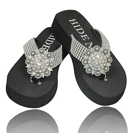 HNS-529 - WHOLESALE HIDENSOLE WESTERN RHINESTONE FLIP FLOPS