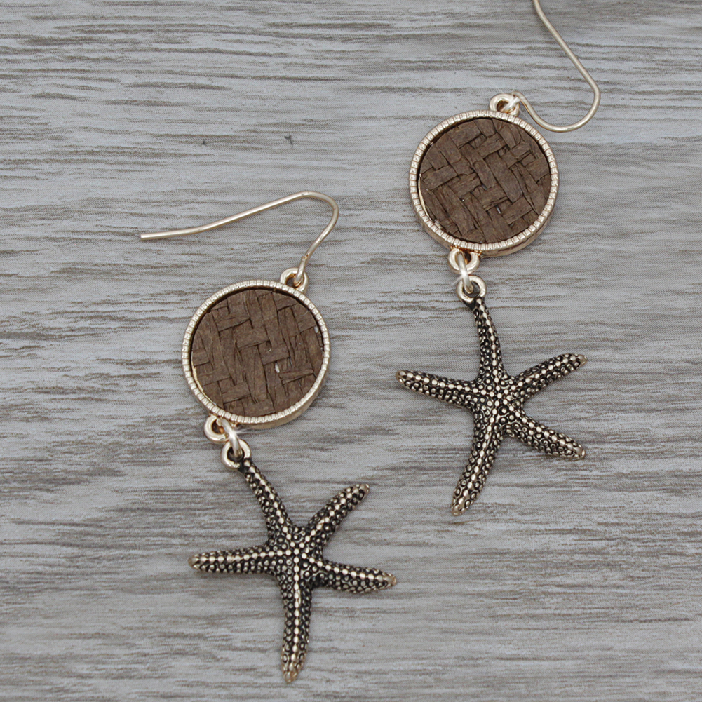 OE245-STARFISH-BRN-EARRINGS