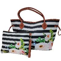 2PC-TOTE-BKWT-STRIPE-FLWR